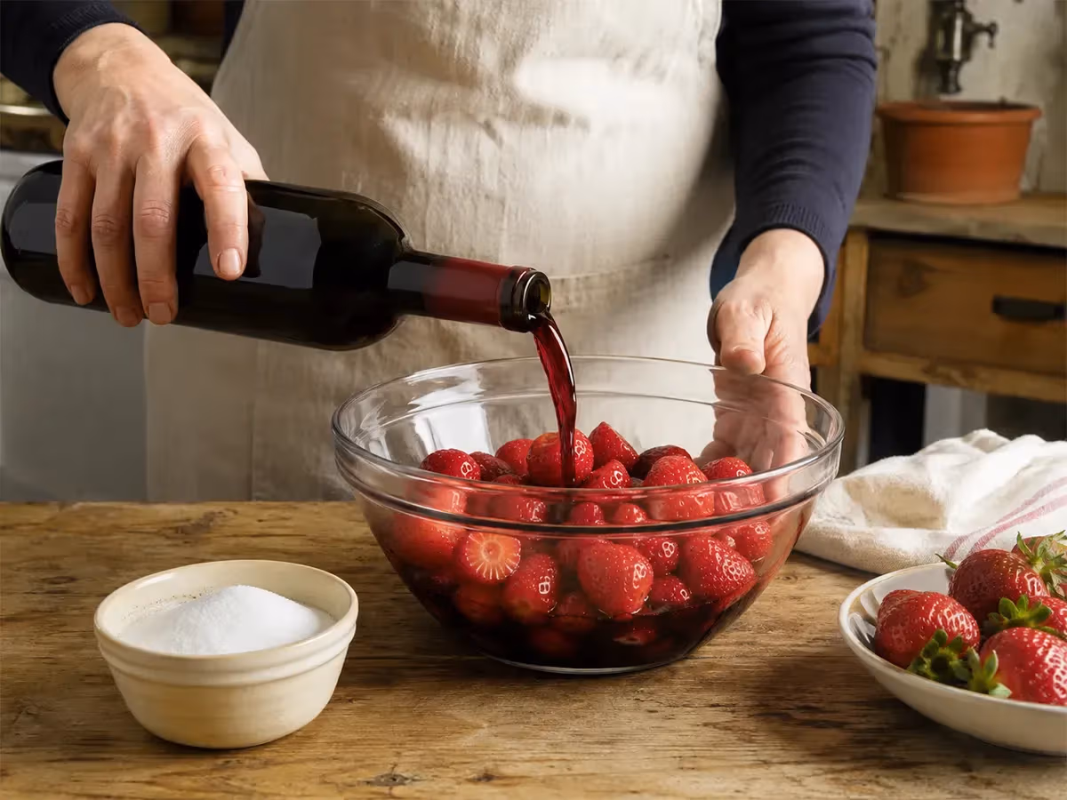 Strawberries with red wine 2