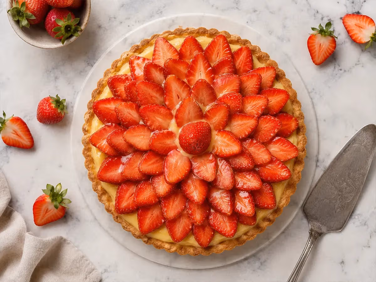 Strawberry tart with custard 4