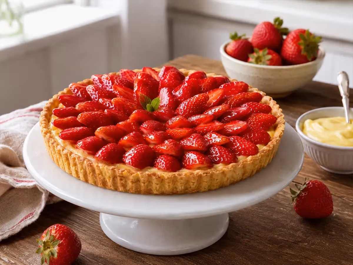 Strawberry tart with custard 6