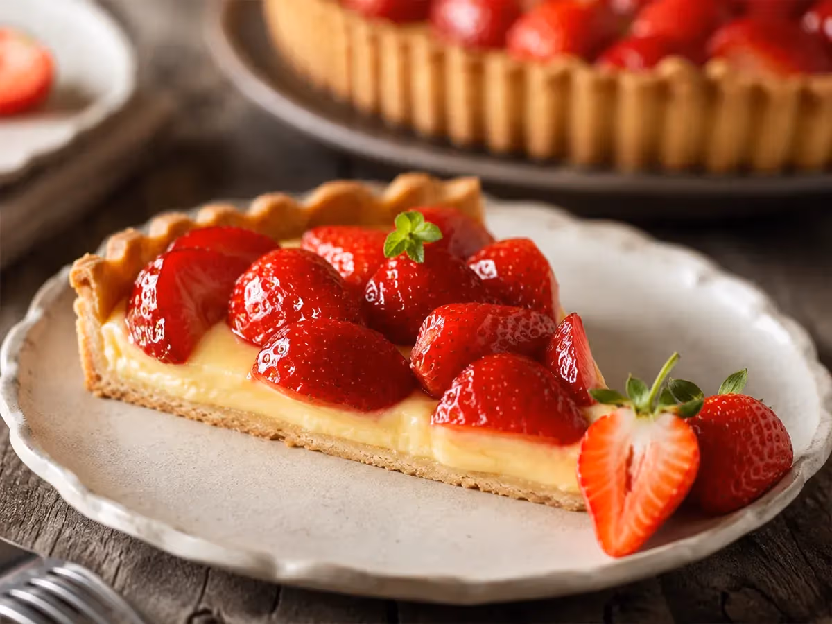 Strawberry tart with custard 7