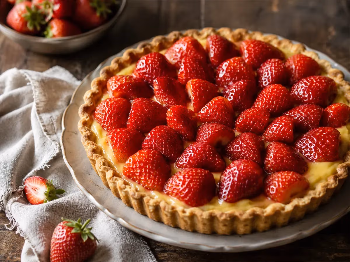 Strawberry tart with custard 9
